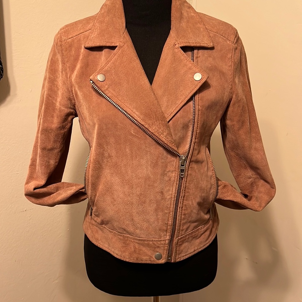 Rose gold suede blank NYC Moto jacket